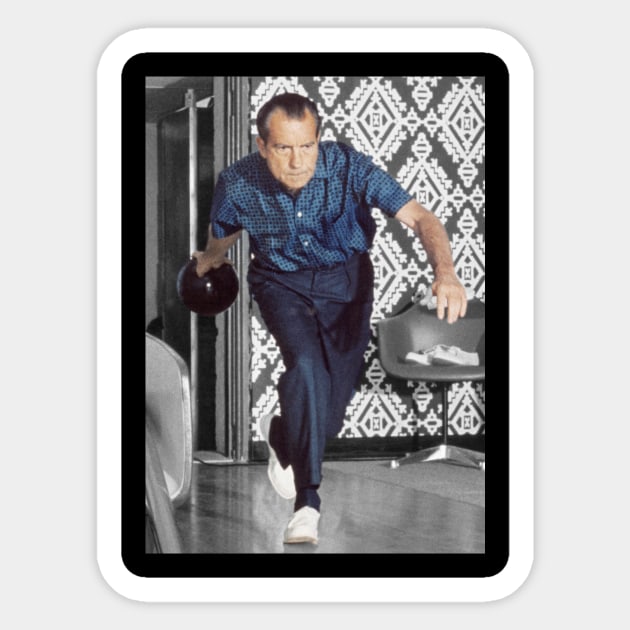 President Richard Nixon bowling at the White House Sticker by Soriagk